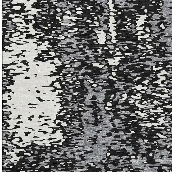Black Gray And Ivory Abstract Washable Area Rug With UV Protection Photo 2