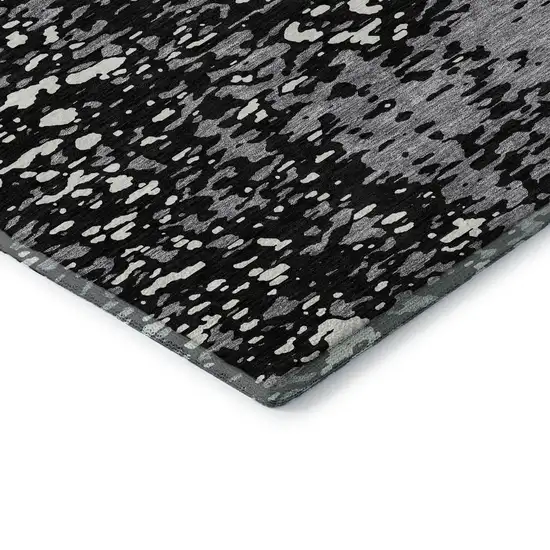 Black Gray And Ivory Abstract Washable Area Rug With UV Protection Photo 7