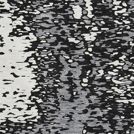Black Gray And Ivory Abstract Washable Area Rug With UV Protection Photo 2