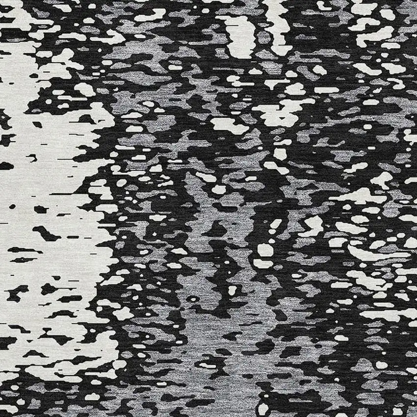 Black Gray And Ivory Abstract Washable Area Rug With UV Protection Photo 2