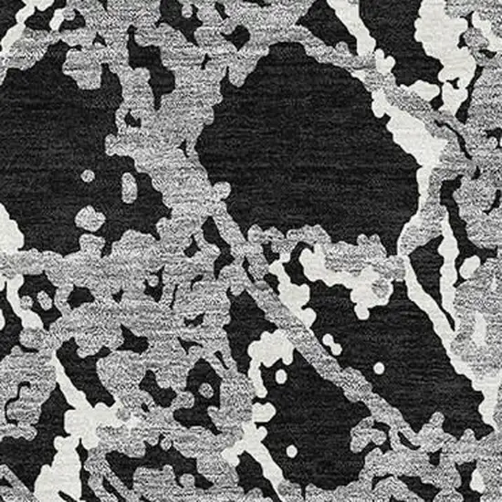 Black Gray And Ivory Abstract Washable Area Rug With UV Protection Photo 2