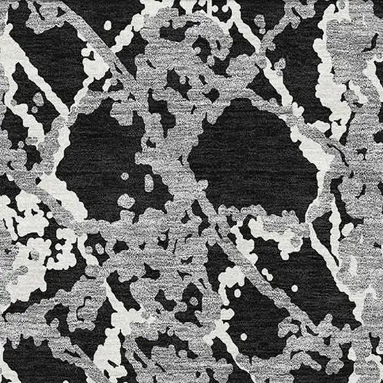 Black Gray And Ivory Abstract Washable Area Rug With UV Protection Photo 2