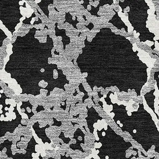 Black Gray And Ivory Abstract Washable Area Rug With UV Protection Photo 2