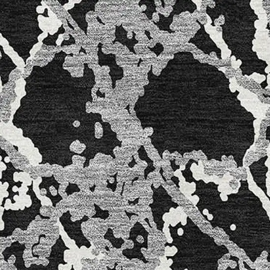 Black Gray And Ivory Abstract Washable Area Rug With UV Protection Photo 2