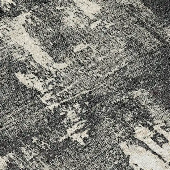 Black Gray And Ivory Abstract Washable Indoor Outdoor Area Rug Photo 7