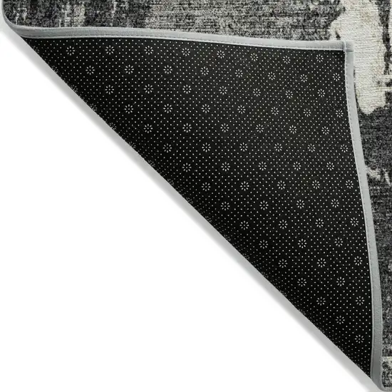 Black Gray And Ivory Abstract Washable Indoor Outdoor Area Rug Photo 4