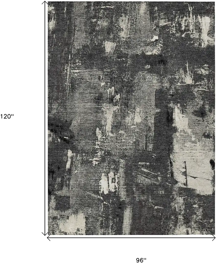 Black Gray And Ivory Abstract Washable Indoor Outdoor Area Rug Photo 3