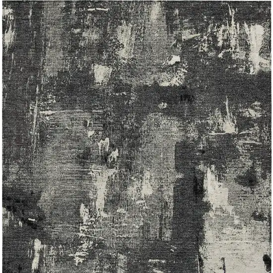 Black Gray And Ivory Abstract Washable Indoor Outdoor Area Rug Photo 6