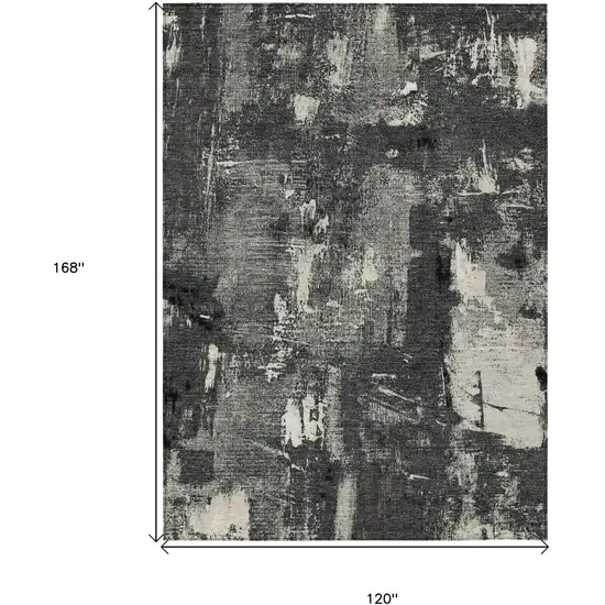 Black Gray And Ivory Abstract Washable Indoor Outdoor Area Rug Photo 3