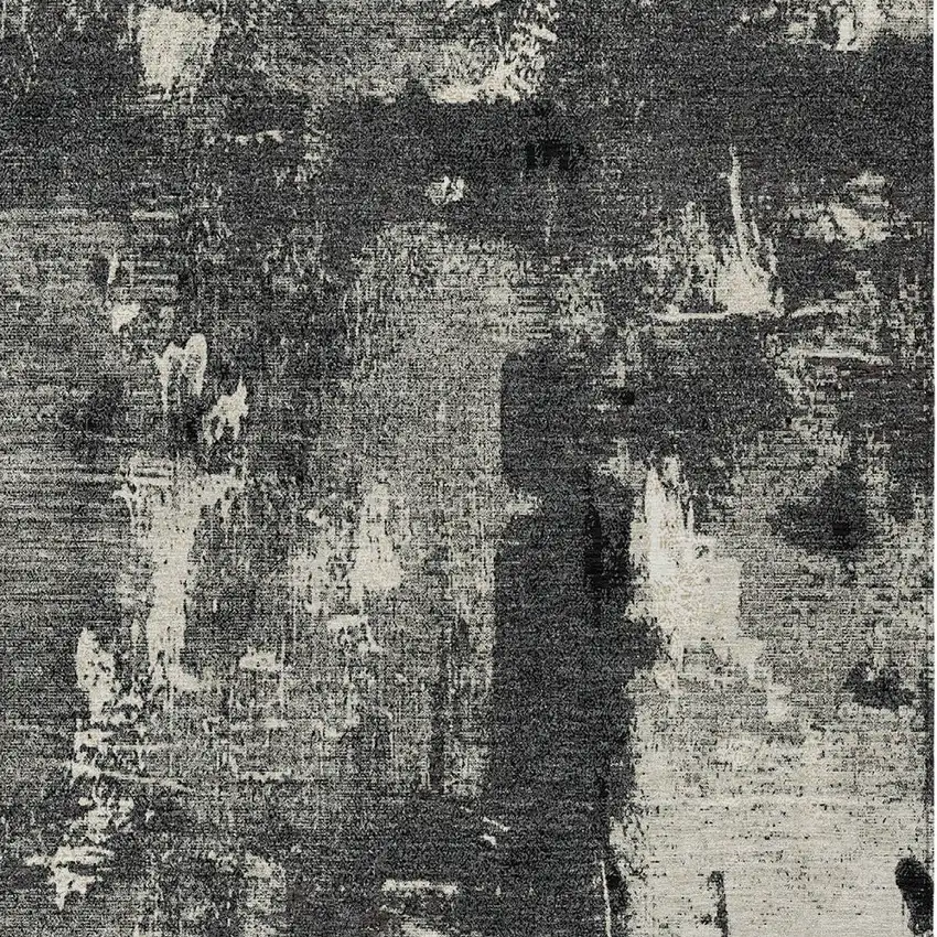 Black Gray And Ivory Abstract Washable Indoor Outdoor Area Rug Photo 5