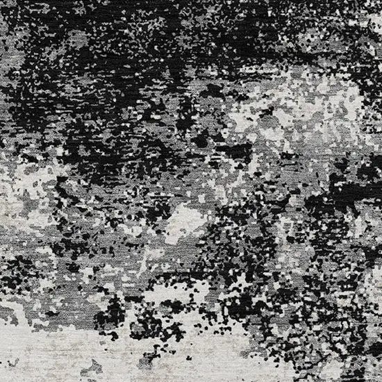 Black Gray And Ivory Abstract Washable Indoor Outdoor Area Rug Photo 6