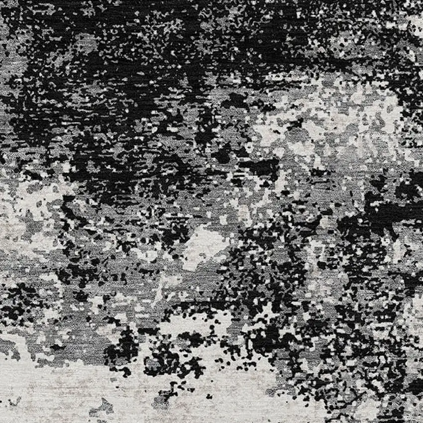 Black Gray And Ivory Abstract Washable Indoor Outdoor Area Rug Photo 6