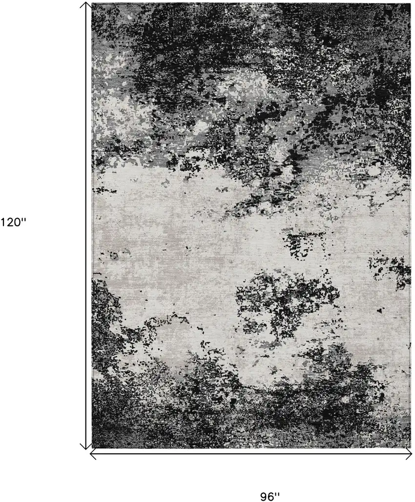 Black Gray And Ivory Abstract Washable Indoor Outdoor Area Rug Photo 3
