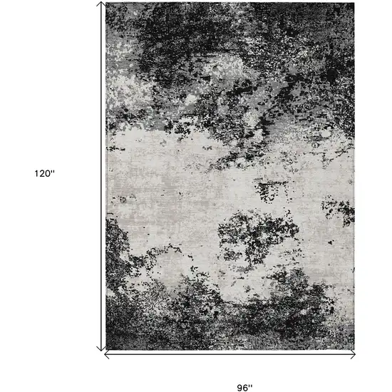 Black Gray And Ivory Abstract Washable Indoor Outdoor Area Rug Photo 3