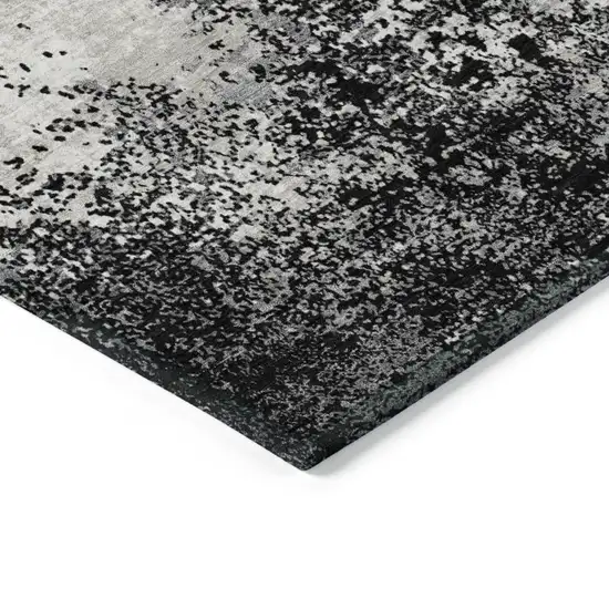 Black Gray And Ivory Abstract Washable Indoor Outdoor Area Rug Photo 5