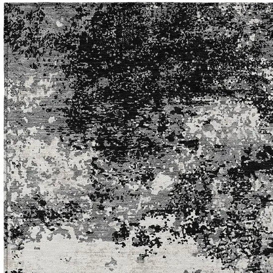 Black Gray And Ivory Abstract Washable Indoor Outdoor Area Rug Photo 7