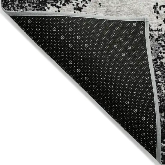 Black Gray And Ivory Abstract Washable Indoor Outdoor Area Rug Photo 4