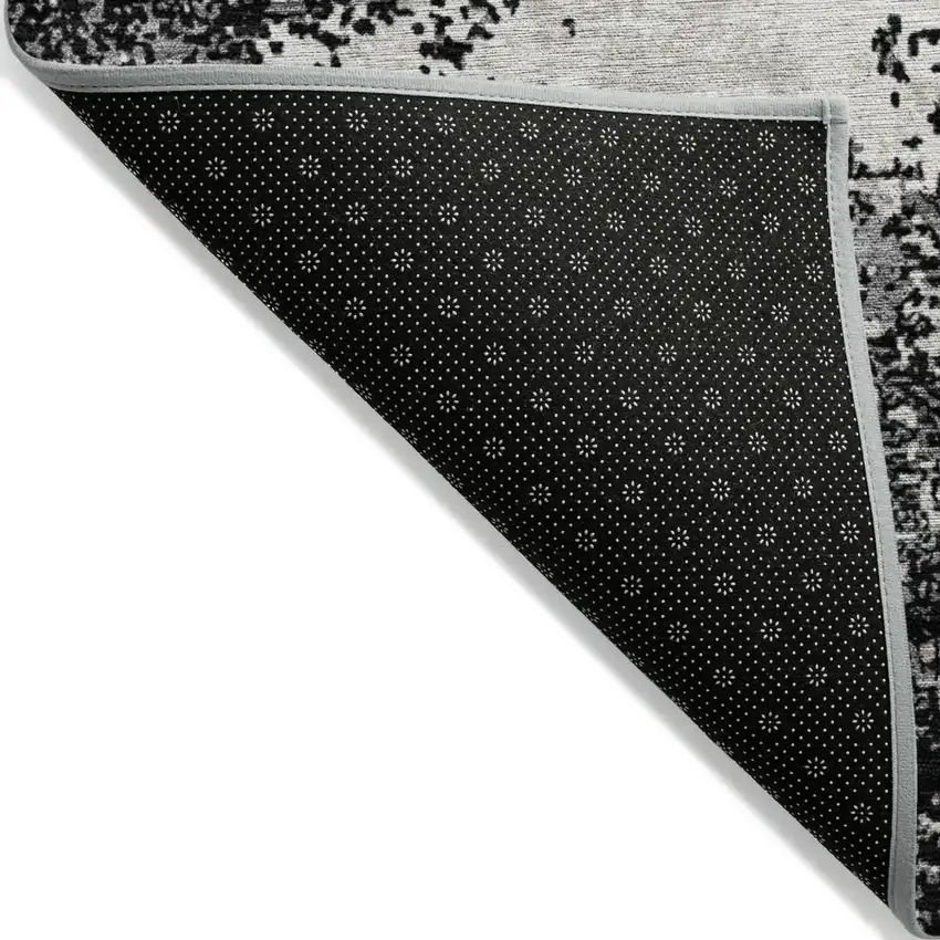 Black Gray And Ivory Abstract Washable Indoor Outdoor Area Rug Photo 4