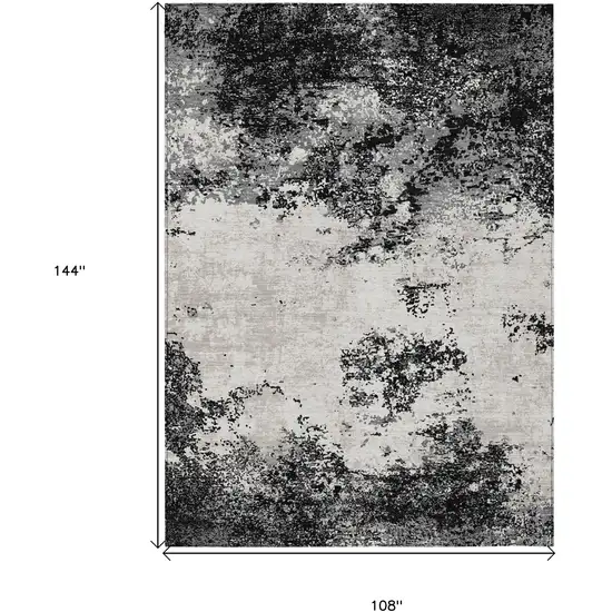 Black Gray And Ivory Abstract Washable Indoor Outdoor Area Rug Photo 3