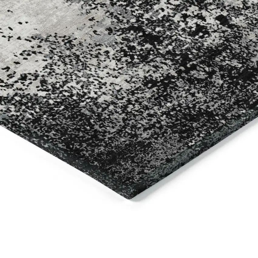 Black Gray And Ivory Abstract Washable Indoor Outdoor Area Rug Photo 5