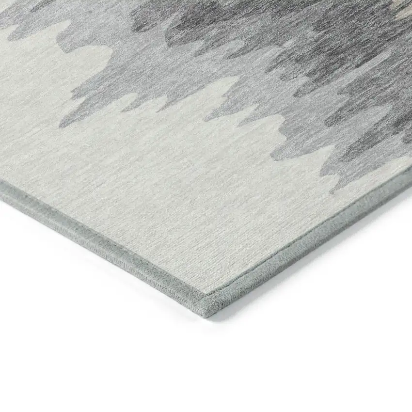 Black Gray And Ivory Abstract Washable Indoor Outdoor Area Rug Photo 4
