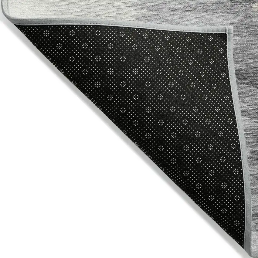 Black Gray And Ivory Abstract Washable Indoor Outdoor Area Rug Photo 3