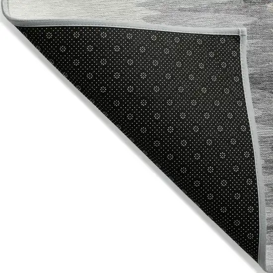 Black Gray And Ivory Abstract Washable Indoor Outdoor Area Rug Photo 3