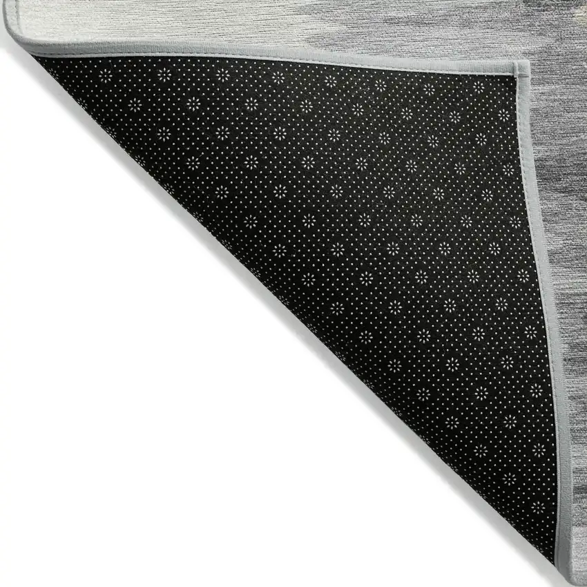 Black Gray And Ivory Abstract Washable Indoor Outdoor Area Rug Photo 3