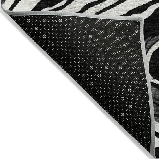 Black Gray And Ivory Abstract Washable Indoor Outdoor Area Rug Photo 3