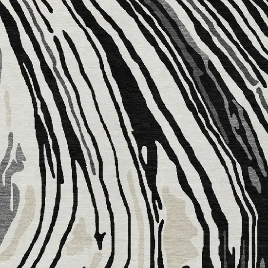 Black Gray And Ivory Abstract Washable Indoor Outdoor Area Rug Photo 6