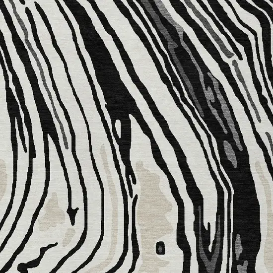 Black Gray And Ivory Abstract Washable Indoor Outdoor Area Rug Photo 6