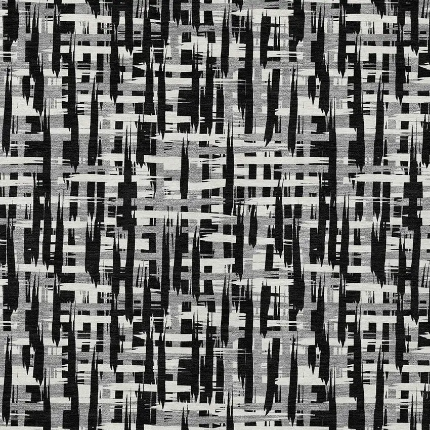 Black Gray And Ivory Abstract Washable Indoor Outdoor Area Rug Photo 6