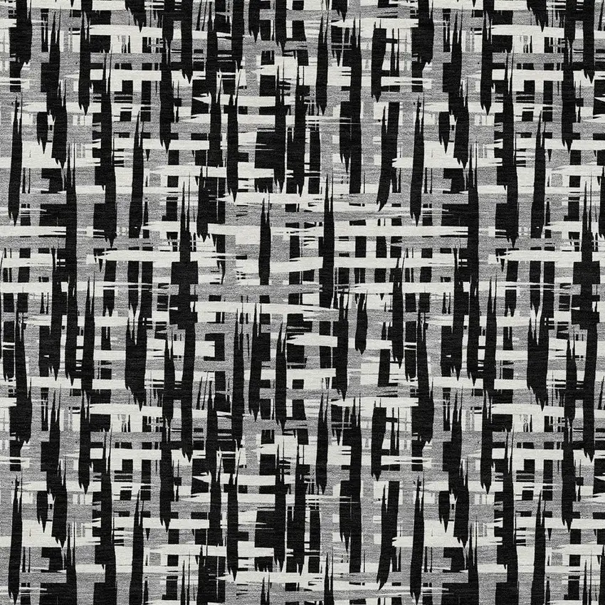Black Gray And Ivory Abstract Washable Indoor Outdoor Area Rug Photo 6