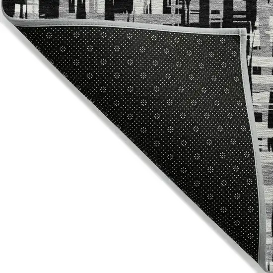 Black Gray And Ivory Abstract Washable Indoor Outdoor Area Rug Photo 4