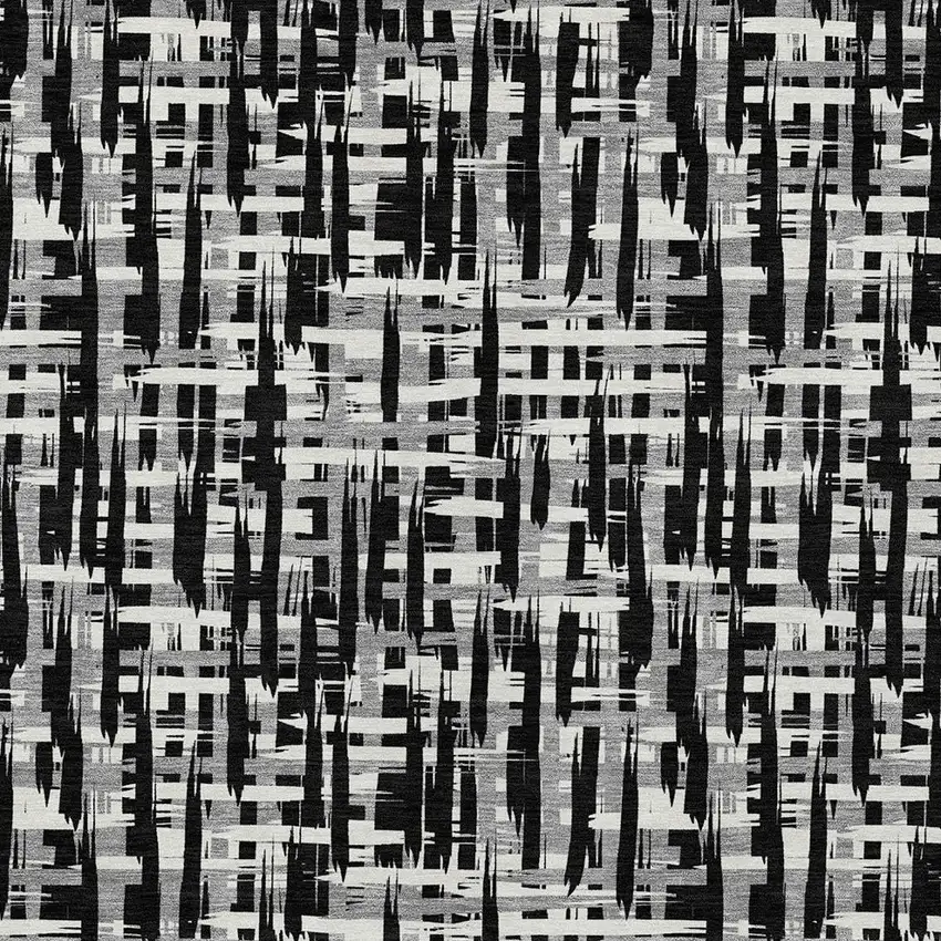 Black Gray And Ivory Abstract Washable Indoor Outdoor Area Rug Photo 6