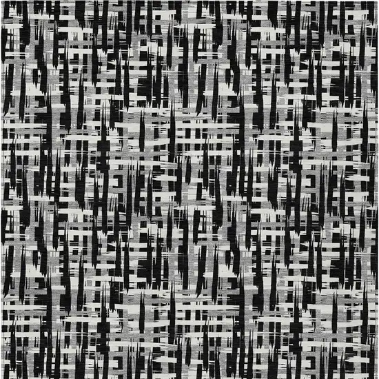 Black Gray And Ivory Abstract Washable Indoor Outdoor Area Rug Photo 7