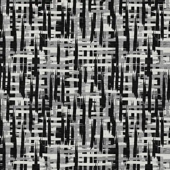 Black Gray And Ivory Abstract Washable Indoor Outdoor Area Rug Photo 6
