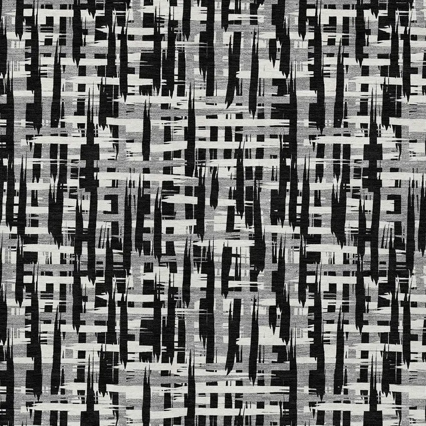 Black Gray And Ivory Abstract Washable Indoor Outdoor Area Rug Photo 6