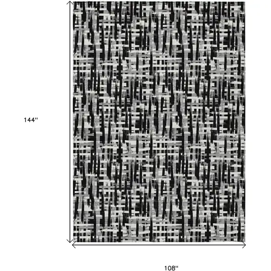 Black Gray And Ivory Abstract Washable Indoor Outdoor Area Rug Photo 8