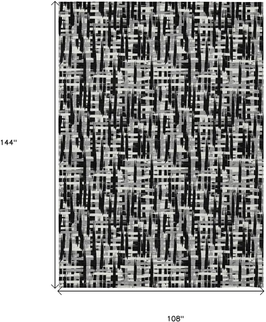 Black Gray And Ivory Abstract Washable Indoor Outdoor Area Rug Photo 8