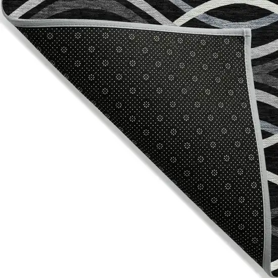 Black Gray And Ivory Abstract Washable Indoor Outdoor Area Rug Photo 2
