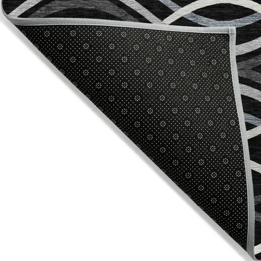 Black Gray And Ivory Abstract Washable Indoor Outdoor Area Rug Photo 2