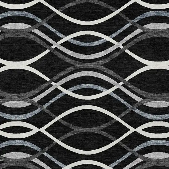 Black Gray And Ivory Abstract Washable Indoor Outdoor Area Rug Photo 4