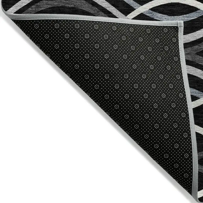 Black Gray And Ivory Abstract Washable Indoor Outdoor Area Rug Photo 3