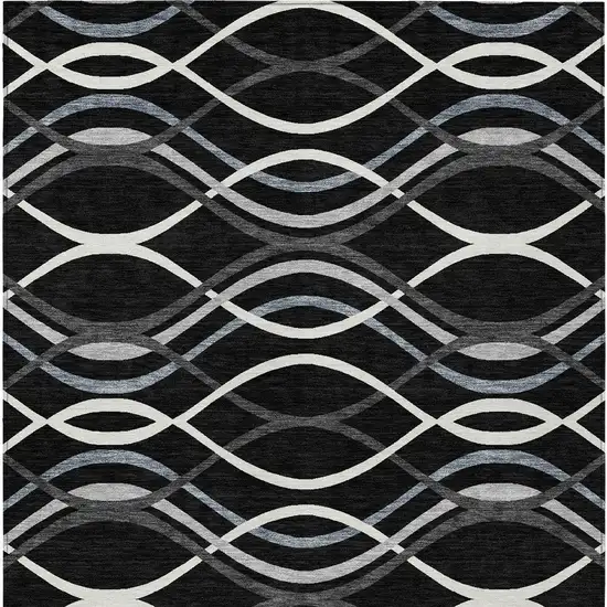 Black Gray And Ivory Abstract Washable Indoor Outdoor Area Rug Photo 5