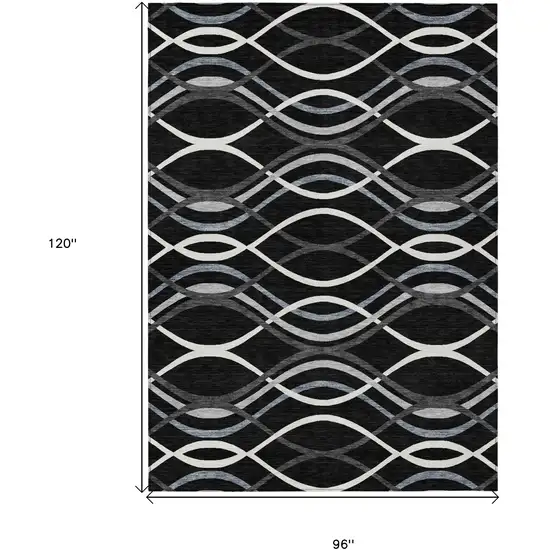 Black Gray And Ivory Abstract Washable Indoor Outdoor Area Rug Photo 7