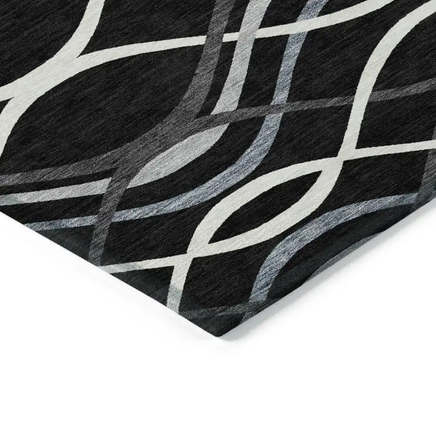 Black Gray And Ivory Abstract Washable Indoor Outdoor Area Rug Photo 3