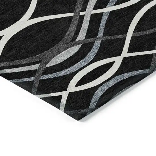 Black Gray And Ivory Abstract Washable Indoor Outdoor Area Rug Photo 3