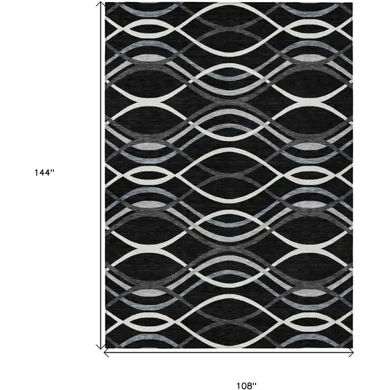 Black Gray And Ivory Abstract Washable Indoor Outdoor Area Rug Photo 7