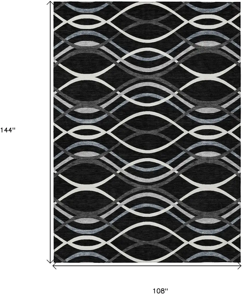 Black Gray And Ivory Abstract Washable Indoor Outdoor Area Rug Photo 7